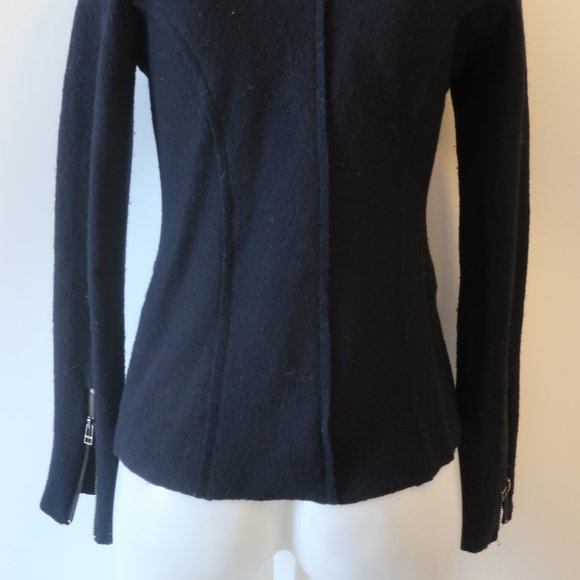 DUARTE BLACK BOILED WOOL FULL ZIP JACKET S * - Picture 11 of 16